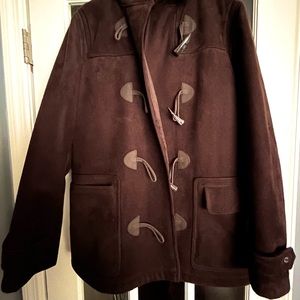 Chaps Toggle Coat & Timberland Boots.        coat size large- boots size 9